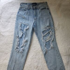 Aeropostale Light Blue Distressed Mom Jeans